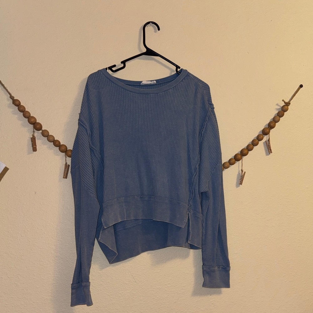 Double Zero Blue Ribbed Sweatshirt